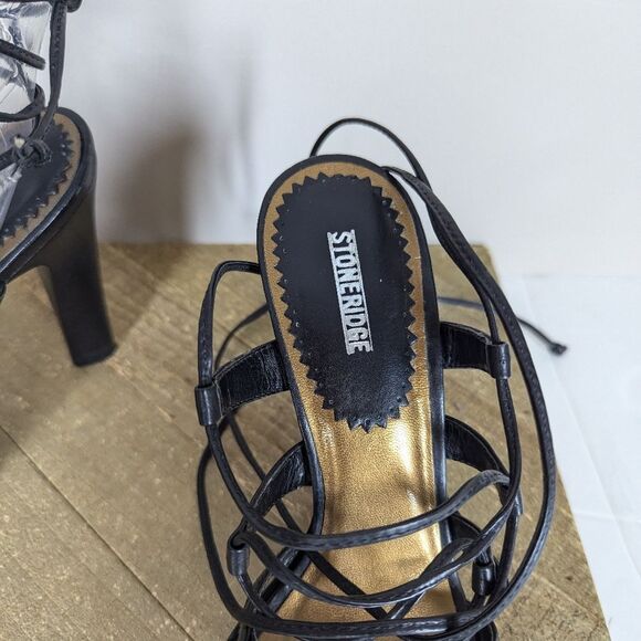Vintage Stone Ridge Lace Up Black Heels Size 6 Leather 90s - Picture 9 of 12